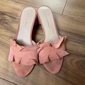 Suede Sandals with gorgeous soft ruffle detail!